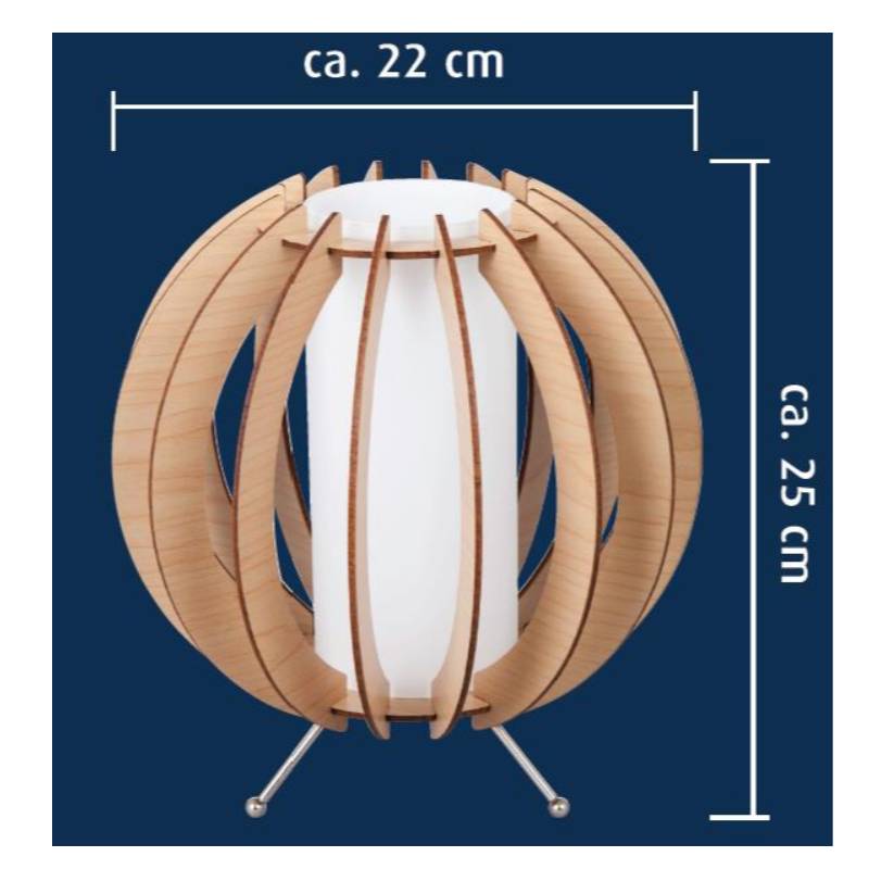 Natuurlijke houten tafellamp met glazen kap